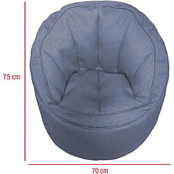 Mobili Rebecca Housse Pouf Canapé Vide Bleu Polyester Fermeture Éclair 70x75x75