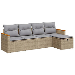 vidaXL Salon de jardin avec coussins 5 pcs beige résine tressée