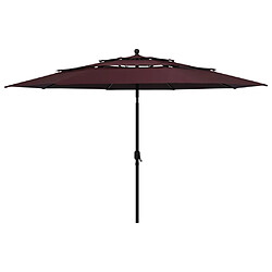 Helloshop26 Parasol à 3 niveaux avec mât en aluminium 3,5 m bordeaux 02_0008754