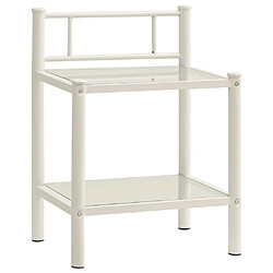 Maison Chic Table de chevet,Table de Nuit,Meuble de Rangement Blanc/transparent 45x34,5x60,5cm Métal et verre