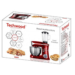 Avis Techwood Robot PETRIN ROUGE Multifonctions Bol inox + BLENDER 6.5L 1300W Sélecteur 6 vitesses témoin LED ROUGE