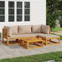 Maison Chic Salon de jardin 5 pcs + coussins - Mobilier/Meubles de jardin - Table et chaises d'extérieur taupe bois massif -MN93041