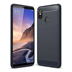 Wewoo Coque TPU Antichoc en Fibre de Carbone Texture Brossée pour Xiaomi Mi Max 3 Bleu Marine