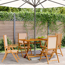 vidaXL Chaises inclinables de jardin lot de 4 beige tissu bois massif