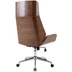 Avis Decoshop26 Fauteuil de bureau design rétro dossier haut en PVC noir et cadre en bois couleur noyer pieds en métal chromé 10_0002433