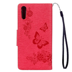 Avis Wewoo Housse Étui rouge pour Sony Xperia XZ Power Butterflies gaufrage en cuir flip horizontale avec support et Slots de cartes Portefeuille & Longe