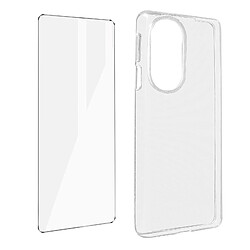 Avizar Coque Motorola Edge 30 Pro Silicone Souple Film Verre Trempé 9H transparent