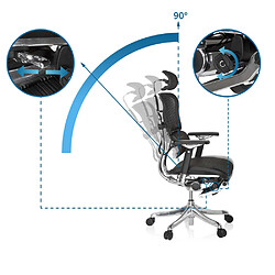 Fauteuil de direction ERGOHUMAN PLUS LEGPRO avec support jambes tissu maille noir hjh OFFICE