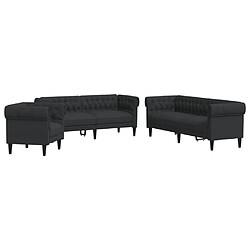 vidaXL Ensemble de canapés 3 pcs noir tissu