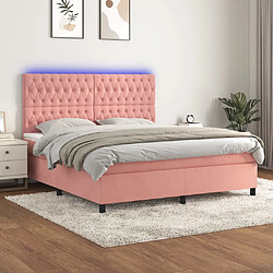 vidaXL Sommier à lattes de lit matelas et LED Rose 160x200 cm Velours