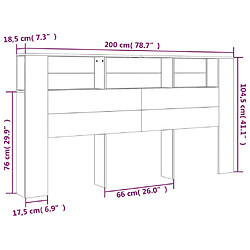 vidaXL Armoire de tête de lit Blanc brillant 200x18,5x104,5 cm pas cher