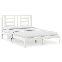 Maison Chic Lit Moderne Chambre - Cadre/structure de lit pour adulte Blanc Bois de pin massif 140x190 cm -MN32745