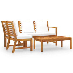 Maison Chic Salon de jardin 4 pcs - Table et chaises d'extérieur - Mobilier/Meubles de jardin Moderne avec coussin Crème Bois d'acacia solide -MN88967