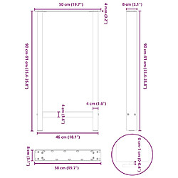 vidaXL Pieds de table basse blanc 2 pcs 50x(90-91) cm acier pas cher