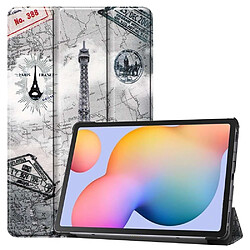 Htdmobiles Housse etui pochette simili cuir avec coque intérieure rigide pour Samsung Galaxy Tab S6 Lite P610 / P615 (10,4 pouces) - TOUR EIFFEL