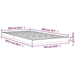 vidaXL Cadre de lit sans matelas blanc 100x200 cm bois de pin massif pas cher