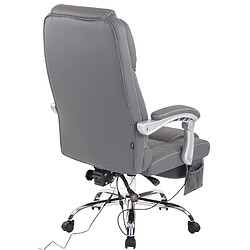 Decoshop26 Fauteuil de bureau avec fonction massage et repose-pieds ajustables en véritable cuir gris 10_0002574 pas cher