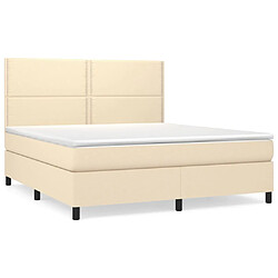 vidaXL Sommier à lattes de lit avec matelas Crème 160x200 cm Tissu