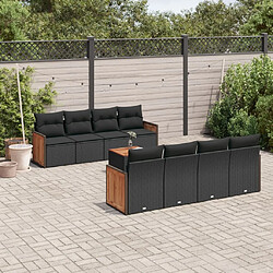 Maison Chic Salon de jardin 9 pcs avec coussins | Ensemble de Table et chaises | Mobilier d'Extérieur noir résine tressée -GKD20916