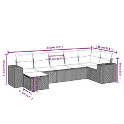 Avis vidaXL Salon de jardin avec coussins 7 pcs gris clair résine tressée