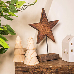 Mobili Rebecca Étoile En Bois Marron Avec Support Décoration De Noël