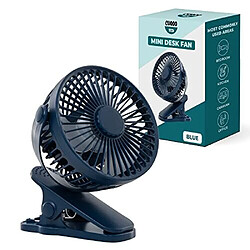 Ventilateur à Clipser avec 3 Niveaux de Vitesse en Bleu-Ventilateur Personnel Alimenté par USB et Rechargeable à Piles | Mini Ventilateur Électrique Portable pour Voiture de Bureau de Lit