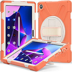 Coque en silicone avec béquille rotative et dragonne pour votre Lenovo Tab M10 (Gen 3) TB-328FU/TB-328XU - orange