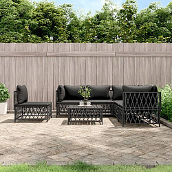 Maison Chic Salon de jardin 6 pcs avec coussins - Table et chaises d'extérieur - Mobilier/Meubles de jardin Moderne anthracite acier -MN40883