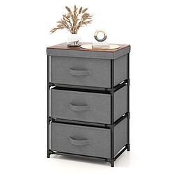 Helloshop26 Commode 3 tiroirs en tissu 40 x 30 x 62 cm table de chevet avec cadre en métal pour chambre industriel gris 20_0008342