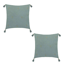 Atmosphera, Createur D'Interieur Lot de 2 coussins de chaise brodés rectangulaires Starke - 40 x 40 cm - Céladon