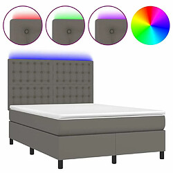 Sommier à lattes et LED,Cadre à lattes de lit avec matelas pour Adulte Gris 140x190 cm -MN85105