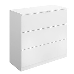 Acheter Pegane Commode, meuble de rangement avec 3 tiroirs en bois coloris blanc - Longueur 81 x Profondeur 39 x Hauteur 82 cm