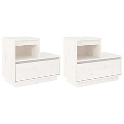 vidaXL Tables de chevet 2 pcs Blanc 60x34x51 cm Bois de pin solide