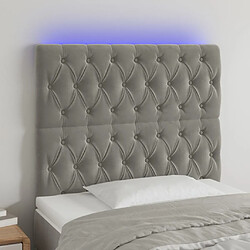 vidaXL Tête de lit à LED Gris clair 100x7x118/128 cm Velours