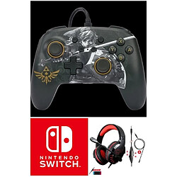 Power A Manette filaire SWITCH ZELDA Battle-Ready Link Officielle Nintendo avec Câble USB détachable + CASQUE SWITCH ROUGE NOIR