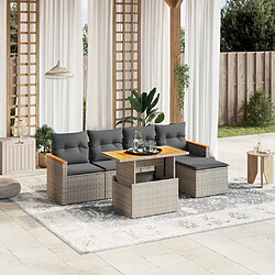 vidaXL Salon de jardin 6 pcs avec coussins gris résine tressée