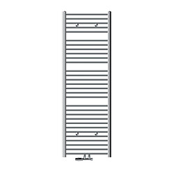 LuxeBath Radiateur de salle de bains Sahara 600x1800 mm, chrome, coudé, raccord central y compris garniture de raccordement avec thermostat forme d'angle raccord mural 