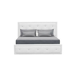 VIRGINIA Lit coffre adulte 160x200 cm - Simili blanc - Sommier inclus