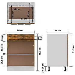 vidaXL Armoire de plancher à tiroir Chêne fumé 60x46x81,5 cm pas cher