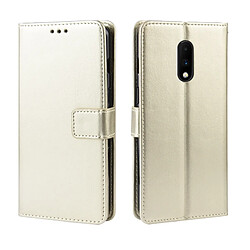 Wewoo Housse Coque en cuir à rabat horizontal Texture rétro Crazy Horse pour OnePlus 7avec porte-carte et fentes cartes et cadre photo Or