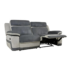 Acheter Vente-Unique Canapé 3 places relax en microfibre anthracite et bandes gris clair TALCA