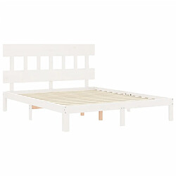 Maison Chic Lit adulte - Cadre Structure de lit avec tête de lit Contemporain blanc 160x200 cm bois massif -MN67274 pas cher