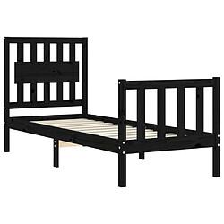 Maison Chic Cadre/structure de lit avec tête de lit pour adulte - Lit Moderne Chambre noir petit simple bois massif -MN61197 pas cher