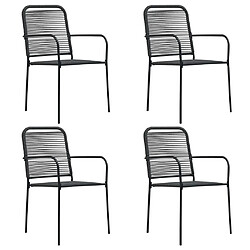 vidaXL Chaises de jardin lot de 4 Corde en coton et acier Noir 