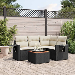 Maison Chic Salon de jardin 5 pcs avec coussins | Ensemble de Table et chaises | Mobilier d'Extérieur noir résine tressée -GKD69651