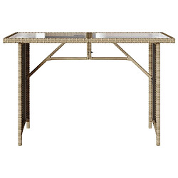 Avis vidaXL Table de jardin avec dessus en verre beige 110x68x70 cm rotin