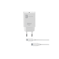 Cellular Line Cellularline Kit chargeur USB-C 20W USB C vers chargeur Lightning pour Apple Iphone 8 et versions ultérieures Blanc