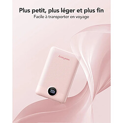 SANAG Batterie Externe 10000Mah, Power Bank Charge Rapide Pd 22.5W Avec Câbles Intégrés Usb C Sortie, Mince Légère Portable Chargeur Affichage Led, Universel Compatible Iphone/Samsung (Rose)