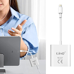 Adaptateur 2 en 1 Lightning vers Jack 3.5mm Audio + Lightning Charge LinQ Blanc pas cher