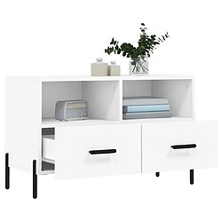 Avis vidaXL Meuble TV Blanc 80x36x50 cm Bois d'ingénierie